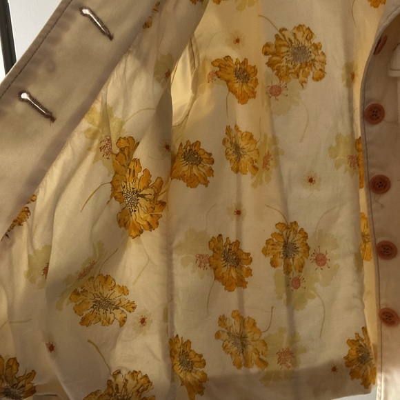 Vintage Kenneth Cole Reaction Jean Jacket sz L cream with floral lining - Picture 3 of 13